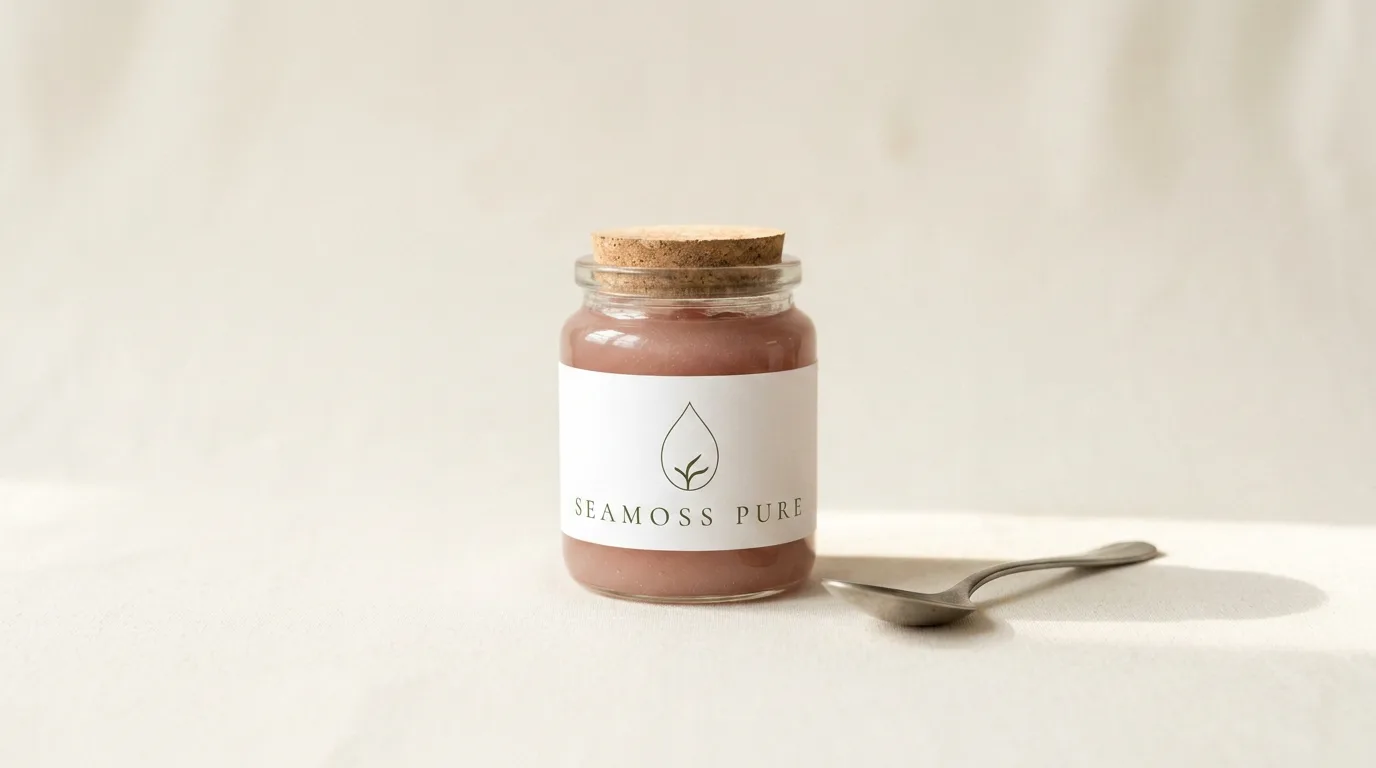 The SEAMOSS PURE jar in quiet morning light