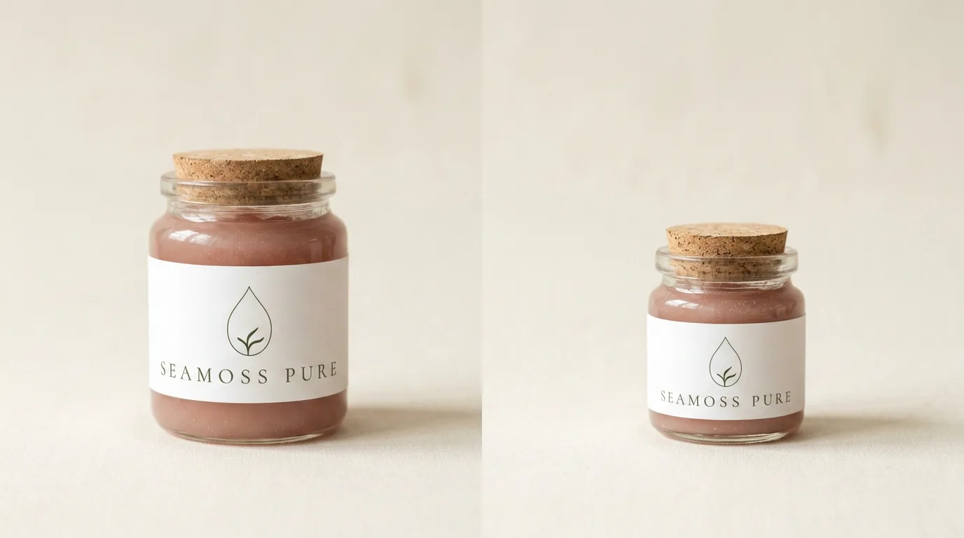 Two sizes of the SEAMOSS PURE jar side by side